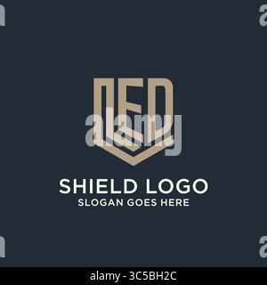 Initial ED logo shield guard shapes logo idea vector graphic vector graphic Stock Vector