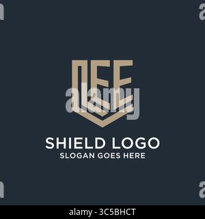 Initial EE logo shield guard shapes logo idea vector graphic vector graphic Stock Vector