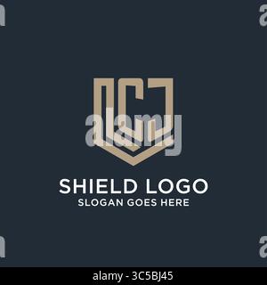 Initial CJ logo shield guard shapes logo idea vector graphic vector graphic Stock Vector