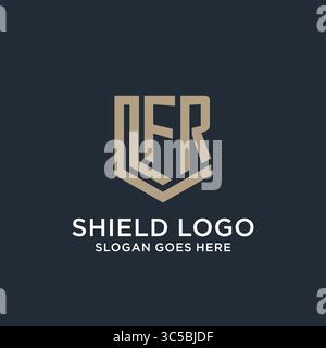 Initial FR logo shield guard shapes logo idea vector graphic vector graphic Stock Vector