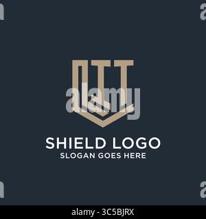 Initial IT logo shield guard shapes logo idea vector graphic vector graphic Stock Vector
