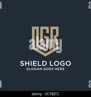 Initial GR logo shield guard shapes logo idea vector graphic vector graphic Stock Vector