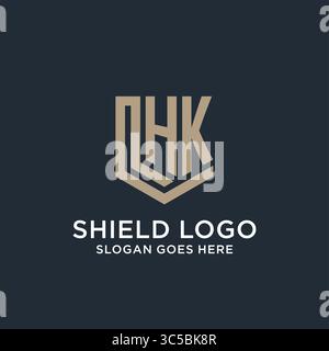 Initial HK logo shield guard shapes logo idea vector graphic vector graphic Stock Vector