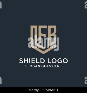 Initial FB logo shield guard shapes logo idea vector graphic vector graphic Stock Vector