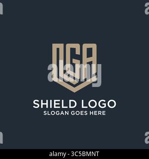 Initial GA logo shield guard shapes logo idea vector graphic vector graphic Stock Vector