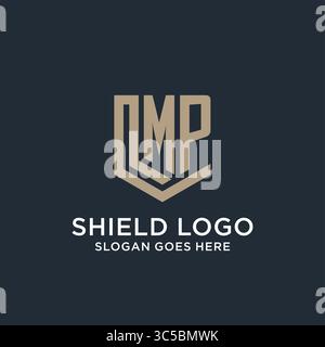 Initial MP logo shield guard shapes logo idea vector graphic vector graphic Stock Vector