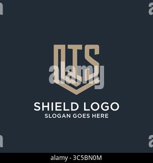 Initial IS logo shield guard shapes logo idea vector graphic vector graphic Stock Vector