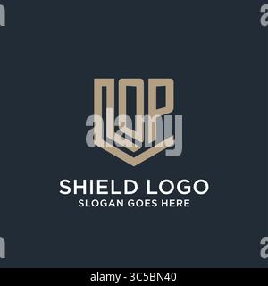 Initial OP logo shield guard shapes logo idea vector graphic vector graphic Stock Vector