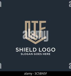 Initial IF logo shield guard shapes logo idea vector graphic vector graphic Stock Vector
