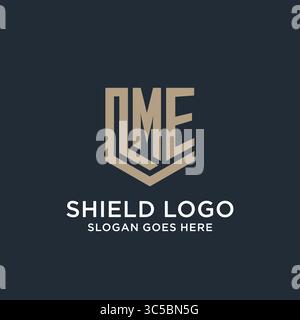 Initial ME logo shield guard shapes logo idea vector graphic vector graphic Stock Vector