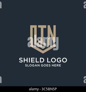 Initial IN logo shield guard shapes logo idea vector graphic vector graphic Stock Vector