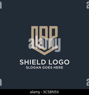 Initial PP logo shield guard shapes logo idea vector graphic vector graphic Stock Vector