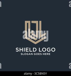 Initial JL logo shield guard shapes logo idea vector graphic vector graphic Stock Vector