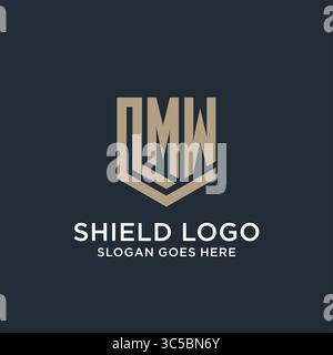 Initial MW logo shield guard shapes logo idea vector graphic vector graphic Stock Vector