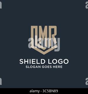 Initial MR logo shield guard shapes logo idea vector graphic vector graphic Stock Vector
