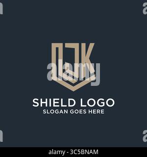 Initial JK logo shield guard shapes logo idea vector graphic vector graphic Stock Vector