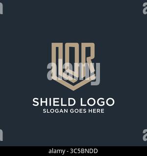 Initial OR logo shield guard shapes logo idea vector graphic vector graphic Stock Vector