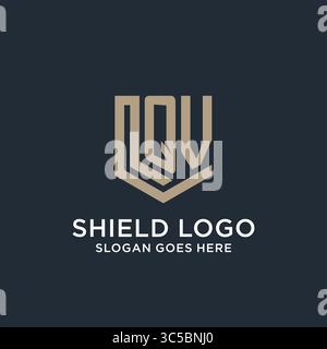 Initial QV logo shield guard shapes logo idea vector graphic vector graphic Stock Vector