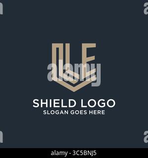 Initial LE logo shield guard shapes logo idea vector graphic vector graphic Stock Vector