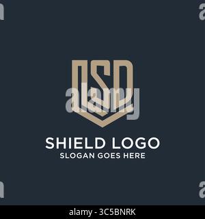 Initial SD logo shield guard shapes logo idea vector graphic vector graphic Stock Vector