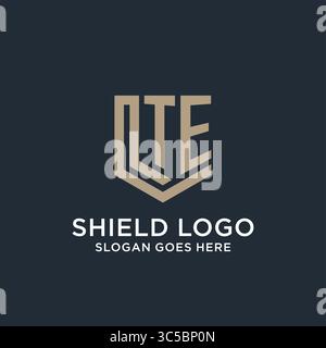 Initial TE logo shield guard shapes logo idea vector graphic vector graphic Stock Vector