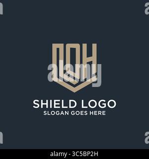 Initial OH logo shield guard shapes logo idea vector graphic vector graphic Stock Vector