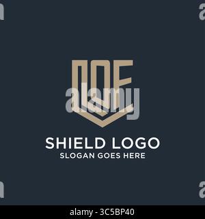 Initial OF logo shield guard shapes logo idea vector graphic vector graphic Stock Vector