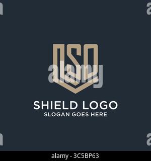 Initial SO logo shield guard shapes logo idea vector graphic vector graphic Stock Vector