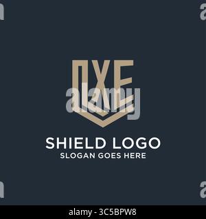 Initial XE logo shield guard shapes logo idea vector graphic vector graphic Stock Vector