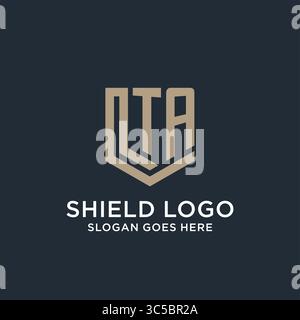 Initial TA logo shield guard shapes logo idea vector graphic vector graphic Stock Vector