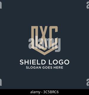 Initial XC logo shield guard shapes logo idea vector graphic vector graphic Stock Vector
