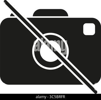 No Camera Solid Icon. Photography Restriction, Privacy, And No Image Capture Silhouette Symbol. Digital Security And Confidentiality. Isolated Vector Stock Vector