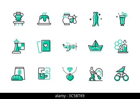 Hobbies and leisure - set of line design style icons Stock Vector