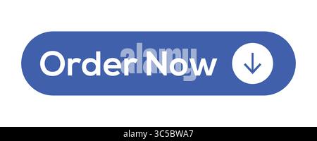 Blue Order Now Button with Download Arrow Icon Stock Vector