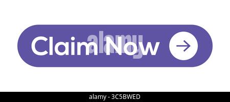 Claim now button vector illustration. Purple Claim Now Button Icon for Web Interface Vector Stock Vector