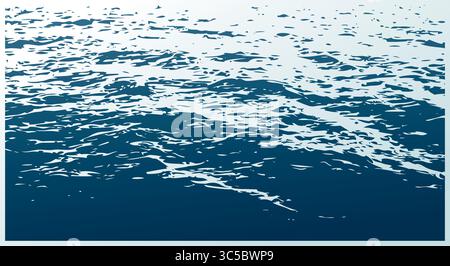 A sea landscape with big blue waves. Stock Vector
