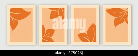 Autumn color atmosphere. Bright textured abstract fall backgrounds. Set of templates on autumn theme with silhouette of leaves. Flyer, booklet, cover Stock Vector