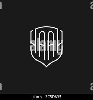 Initial AA logo monoline shield icon shape with vector graphic Stock Vector
