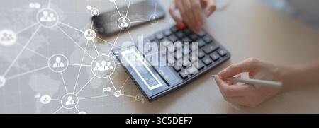 Global Business Networking and Communication Visualized on a Futuristic Digital Interface. Stock Photo