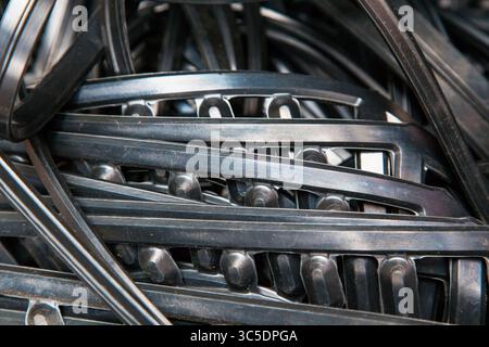Large cushioning rubber black for industrial refrigerators, closeup. Stock Photo