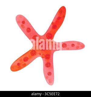 Watercolor illustration red starfish. Element of summer ocean tropical vacation Stock Photo