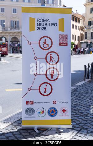 Rome, Italy. 30th July, 2025. Cratello with directions for pilgrims to Rome, on the occasion of the 2025 Youth Jubilee Credit: Independent Photo Agency/Alamy Live News Stock Photo