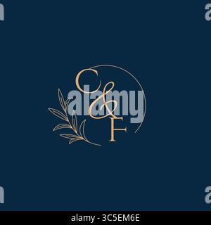 CF Initial Wedding Monogram Logo with Minimalistic Style vector graphic Stock Vector