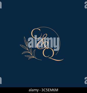 CQ Initial Wedding Monogram Logo with Minimalistic Style vector graphic Stock Vector