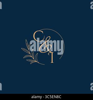 CI Initial Wedding Monogram Logo with Minimalistic Style vector graphic Stock Vector