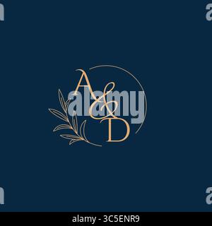 AD Initial Wedding Monogram Logo with Minimalistic Style vector graphic Stock Vector