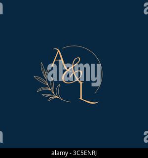 AL Initial Wedding Monogram Logo with Minimalistic Style vector graphic Stock Vector