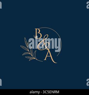 BA Initial Wedding Monogram Logo with Minimalistic Style vector graphic Stock Vector