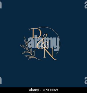 DN Initial Wedding Monogram Logo with Minimalistic Style vector graphic Stock Vector
