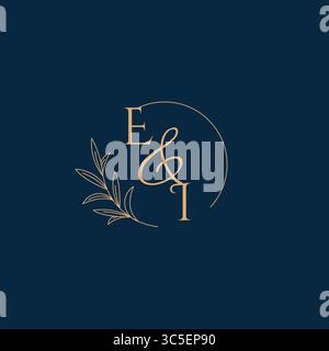 EI Initial Wedding Monogram Logo with Minimalistic Style vector graphic Stock Vector